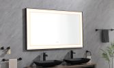 LTL needs to consult the warehouse address LED Lighted Bathroom Wall Mounted Mirror with High Lumen+Anti-Fog Separately Control - as Pic