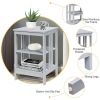 Set of 2 Multifunctional 3-Tier Nightstand Sofa Side Table with Reinforced Bars and Stable Structure - Gray