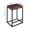 (Set of 2) Riley Indoor Brown Metal Faux Leather Bar Stools - as Pic