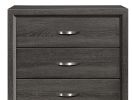 Contemporary Design Gray Finish 1pc Chest of Dovetail Drawers Polished Chrome Bar Pulls Bedroom Furniture - as Pic