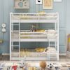 Twin over Twin over Twin Triple Bunk Bed,Gray - White