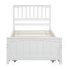 Twin size Platform Bed with Trundle - White