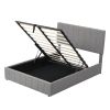 Full size Upholstered Platform bed with a Hydraulic Storage System  - Gray