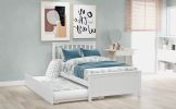 Twin size Platform Bed with Trundle - White