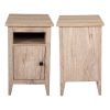 Set of 2 Wood Side Table, Narrow End Table with Cabinet and Shelf, 2-Tier Nightstand for Small Space - oak