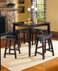 29-inch Bar Height Stools Set of 2pc Saddle Seat Solid Wood Casual Dining Home Furniture - Black