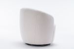 fabric swivel accent armchair barrel chair with black powder coating metal ring - Ivory