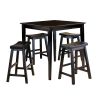 29-inch Bar Height Stools Set of 2pc Saddle Seat Solid Wood Casual Dining Home Furniture - Black