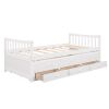 Daybed with Trundle and Drawers;  Twin Size - White