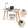 Wooden Vanity table Makeup Dressing Desk Writing Desk Computer Table with Solid Wood Top Panel - as Pic