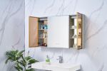 48in. W x 30 in. H LED Large Rectangular Aluminum Alloy Surface Mount Medicine Cabinet with Mirror - Gold