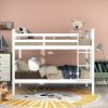 Full over Full Bunk Bed with Ladder for Bedroom;  Guest Room Furniture - White