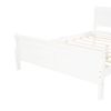 Full Size Wood Platform Bed with Headboard and Wooden Slat Support - White