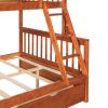 Twin-Over-Full Bunk Bed with Ladders and Two Storage Drawers - Walnut