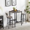 Bar Table Set with 2 Bar stools PU Soft seat with backrest (Grey; 23.62''w x 23.62''d x 35.43''h) - 2