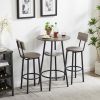 Bar Table Set with 2 Bar stools PU Soft seat with backrest (Grey; 23.62''L*23.62''W*35.43''H) - 2