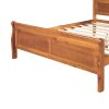 Full Size Wood Platform Bed with Headboard and Wooden Slat Support - Oak