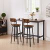 Oval Swivel Bar Stool with Backrest; Set of 2; Industrial; Metal Frame; 29.5" High.(Rustic Brown; 17.5''w x 13.4''d x 40.5''h) - 2