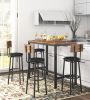 Bar Table Set with 4 Bar stools PU Soft seat with backrest (Rustic Brown; 47.24''w x 23.62''d x 35.43''h) - 4