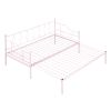 Twin Size Metal Daybed with Trundle; Daybed with Slat No Box required Pink - as Pic