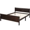 Full Size Wood Platform Bed with Headboard and Wooden Slat Support - Espresso