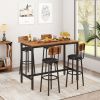 Bar Table Set with 4 Bar stools PU Soft seat with backrest (Rustic Brown; 47.24''w x 23.62''d x 35.43''h) - 4