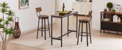 Swivel Bar Stool; High Bar Stool With Backrest; PU Soft Seat Cushion; Industrial; Thickened Iron Frame; Footrest.(Rustic Brown; 13.4''w x 40.5''h) - 1