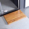 Log Color Spa Solid Teak Bathroom Shower Mat Bathroom Anti-Slip Mat - as Pic