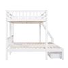 Full Over Twin & Twin Bunk Bed, Wood Triple Bunk Bed with Drawers and Guardrails - White