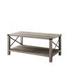 2-Tier Modern Farmhouse Coffee Table; Wood Rectangle Cocktail Table with Metal X- Frame (Gray; 40.94" w x 21.65" d x 17.91" h) - 1