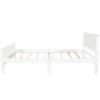 Full Size Wood Platform Bed with Headboard and Wooden Slat Support - White