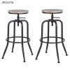 Walker Industrial Counter Bar Stools, Walnut (Set of 2), Height adjustable - oak