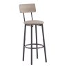 Bar Table Set with 2 Bar stools PU Soft seat with backrest (Grey; 23.62''L*23.62''W*35.43''H) - 2