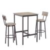 Bar Table Set with 2 Bar stools PU Soft seat with backrest (Grey; 23.62''w x 23.62''d x 35.43''h) - 2