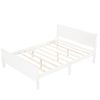 Full Size Wood Platform Bed with Headboard and Wooden Slat Support - White